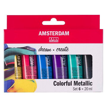 Amsterdam Standard Series Acrylfarben-Set, bunt, Metallic, 20 ml, 6 Stück.
