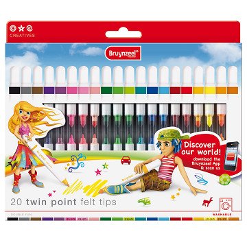 Bruynzeel Twin Point Viltstiften, 20st.