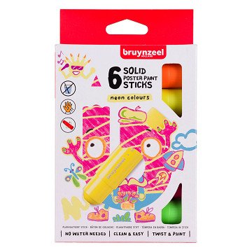 Bruynzeel Gouache Sticks Neon, 6 pcs.