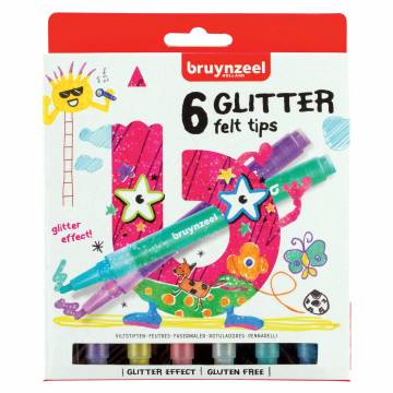 Bruynzeel Kids Glitter Felt Tip Pens, 6 pcs.