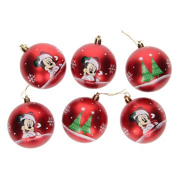 Kinder Kerstballen Mickey Rood, 6x8cm