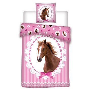 Dekbedovertrek Paard Roze, 140x200cm