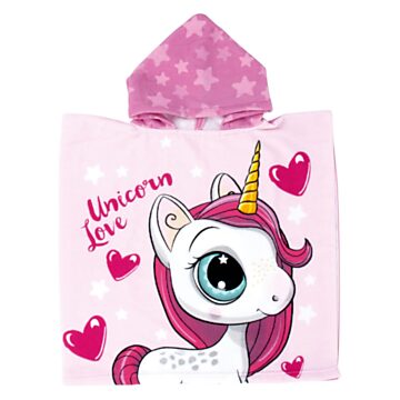 Handdoek Poncho Unicorn Love, 55x110cm