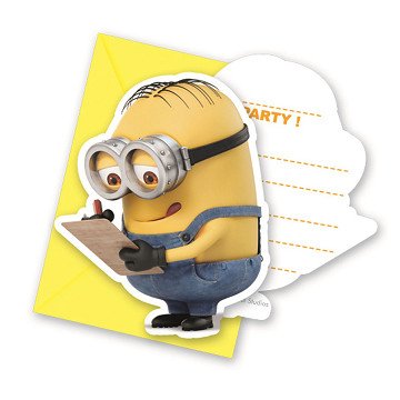 Minions Einladungen, 6 Stück.