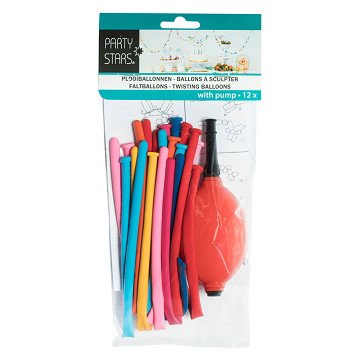 Party Stars Ballonpumpe mit 12 Modellierballons