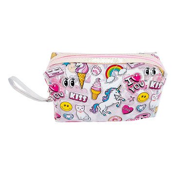 Transparent pencil case with unicorn print