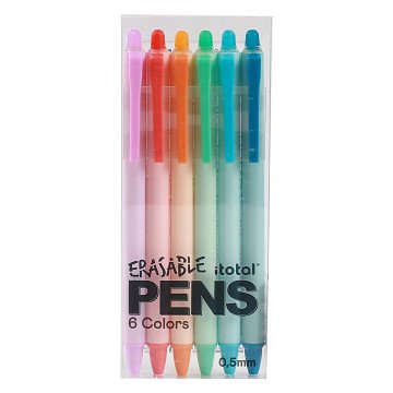 Erasable Ballpoint Pens, 6 Colors