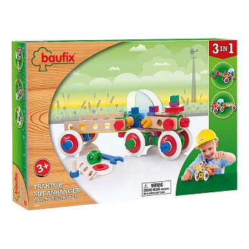 Baufix Tractor and Trailer Wooden Construction Set, 95 pcs.