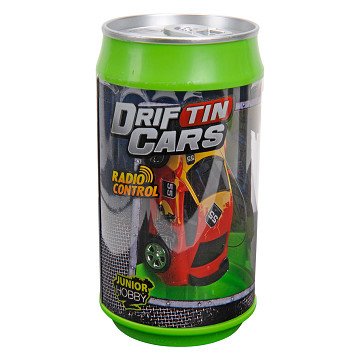 Driftin Cars Mini Raceauto in Blik - Rood/Geel