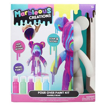 Large Marble Look Bear Casting Set - incl. 5 Neon Paint Colors