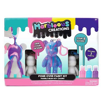 Marble Look Bear Keychain Set