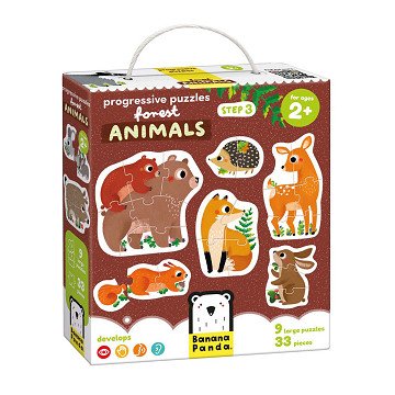 Banana Panda - Oplopende Puzzels Bosdieren - 33st.