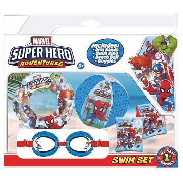 Swimming set with diving goggles Marvel Superheroes