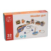 Wooden Elastic Pistol with Targets, 32 pcs.