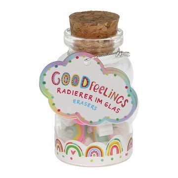 Mini-Radiergummis Regenbogenwolken im Glas, 12 Stk.