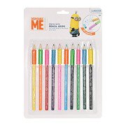 Wooden Colored Pencils Minions with Grip, 10 pcs.
