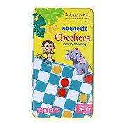 Magnetisches Reisespiel in Blechdose Schach & Dame