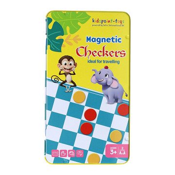 Magnetisches Reisespiel in Blechdose Schach & Dame