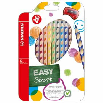 STABILO EASYcolors Colored Pencils Right Handed - 12 Pcs. + Sharpener