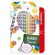 STABILO EASYcolors Buntstifte für Linkshänder – 12 Stück + Bleistiftspitzer