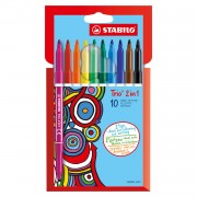 STABILO Trio 2 in 1 - Felt-tip pen and fineliner in one - Set of 10 pieces