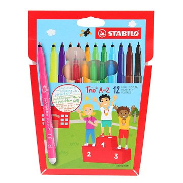 STABILO Trio A-Z - Viltstift - Set Met 12 Stuks