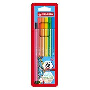 STABILO Pen 68 - Viltstift - Set met 6 Fluoriserende Stuks