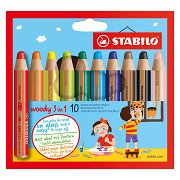 Wholesale STABILO Woody 3-in-1 Set of 10 w/Sharpener