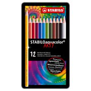 STABILO Aquacolor - Watercolor Colored Pencil - Metal Set 12 Pcs.