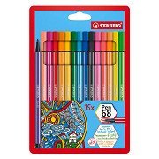 STABILO Pen 68 - Viltstift - Set Met 15 Stuks