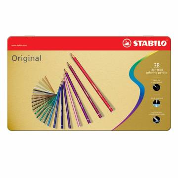 STABILO Original - Colored Pencil With Thin Core - Metal Set 38 Pcs.