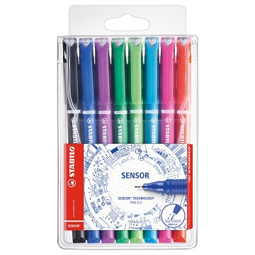 STABILO SENSOR - Fineliner 0.3 mm - Set With 8 Pieces