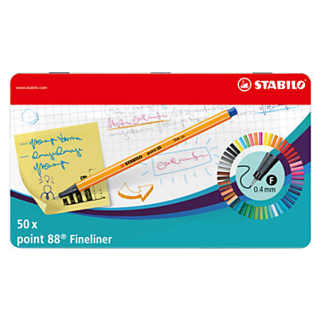 STABILO point 88 - Fineliner - Metalen Set Met 50 Stuks