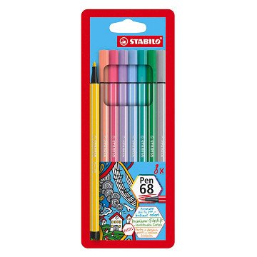 STABILO Pen 68 Pastel - Viltstift - Set Met 6 Stuks