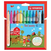 STABILO Trio Jumbo - Felt-tip pen - Set of 12 pieces