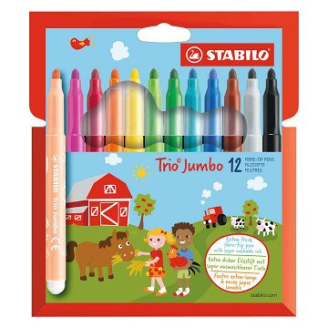 STABILO Trio Jumbo - Viltstift - Set Met 12 Stuks