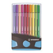 STABILO Pen 68 - Viltstift - ColorParade - Set 20 Stuks- Antraciet/Lichtblauw