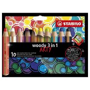 STABILO woody 3 in 1 - Multitalent Buntstift - ARTY - Set 10-tlg. + Bleistiftspitzer
