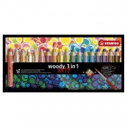 STABILO woody 3 in 1 - Multitalented Colored Pencil - ARTY - Set 18 Pcs. + Pencil Sharpener