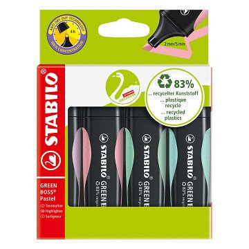 STABILO GREEN BOSS Pastell – Textmarker – Set mit 4 Stück