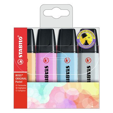 STABILO BOSS ORIGINAL Pastell – Textmarker – Set mit 4 Stück