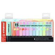 STABILO BOSS ORIGINAL Pastell – Textmarker – 15-teiliges Schreibtischset