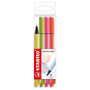 STABILO pointMax Pastel – Hardtip Fineliner – Set mit 4 Stück