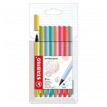 STABILO pointMax Pastel – Hardtip Fineliner – Set mit 8 Stück