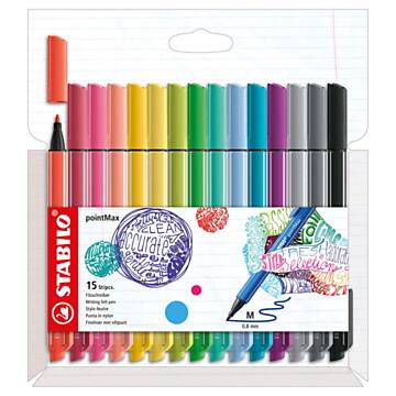STABILO pointMax - Hardtip Fineliner - Set With 15 Pieces