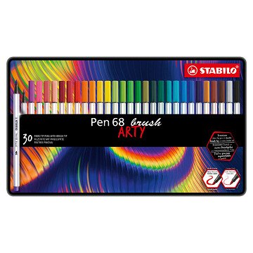 STABILO Pen 68 Brush - Felt-tip pen - ARTY - Metal Set 30 Pieces