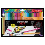 STABILO Kreativset – Stift 68 & Point 88 Pastell – ARTY – Kombi-Federmäppchen 36-teilig