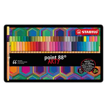 STABILO point 88 - Fineliner - ARTY - Metal Set With 66 Pieces