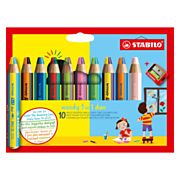 STABILO woody 3 in 1 Duo - Multitalented Colored Pencil - Set 10 Pcs. + Pencil Sharpener