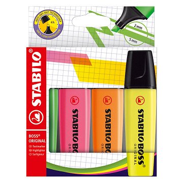 STABILO BOSS ORIGINAL - Highlighter - Set With 4 Pieces